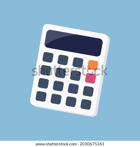 Office calculator. Isolated on a light blue background. Eps 10