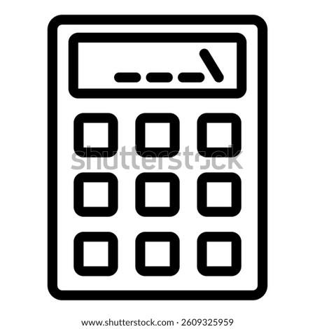 Office calculator line icon, counting numbers concept. Vector graphics. Calc sign on white background, style mobile or design