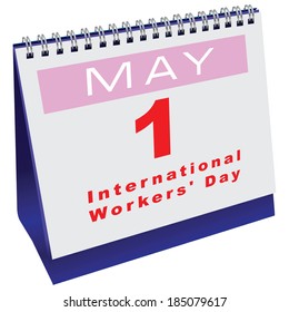 Office calendar with the date of International Workers' Day. Vector illustration.