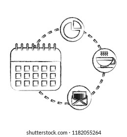 office calendar email chart pie statistics coffee cup