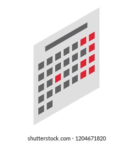Office calendar icon. Isometric of office calendar vector icon for web design isolated on white background