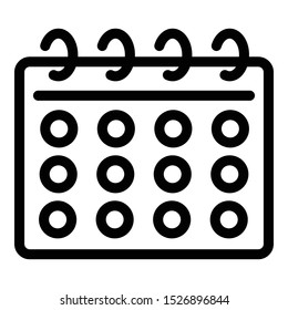 Office calendar icon. Outline office calendar vector icon for web design isolated on white background