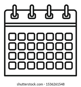 Office calendar icon. Outline office calendar vector icon for web design isolated on white background