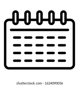 Office calendar icon. Outline office calendar vector icon for web design isolated on white background