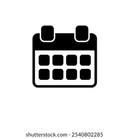 Ícone de Vetor Plano Sólido do Calendário do Office Isolado no Plano de Fundo Branco.