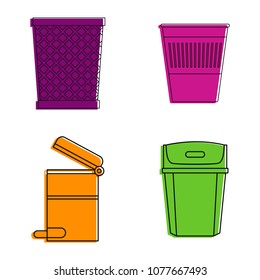 Office can icon set. Color outline set of office can vector icons for web design isolated on white background