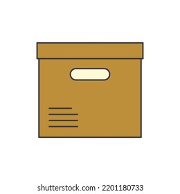 office cardboard box icon in color, isolated on white background 