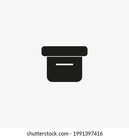 Icono vectorial de la caja de cartón de Office. Caja de almacenamiento de archivos para aplicaciones web y móviles.