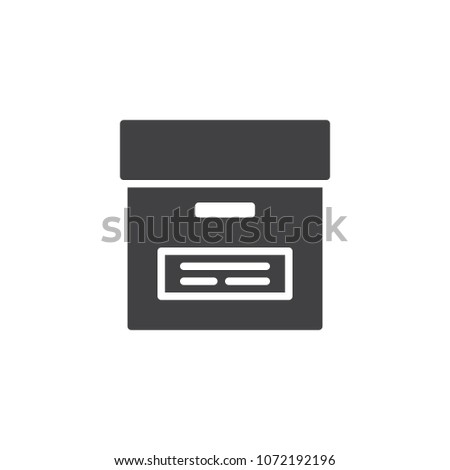 Office cardboard box vector icon. filled flat sign for mobile concept and web design. Files archive box simple solid icon. Symbol, logo illustration. Pixel perfect vector graphics