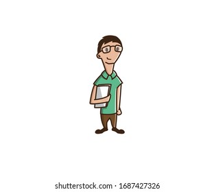 Office cartoon characrer with papers vector