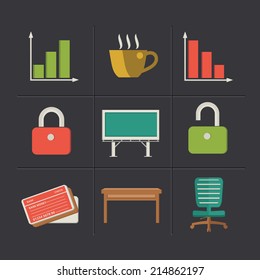 Office cartoon icons,clean vector