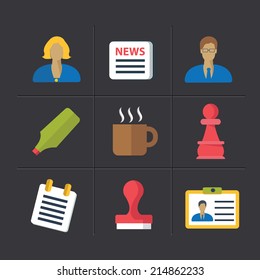 Office cartoon icons,clean vector
