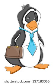 Office Cartoon Penguin Vector Illustration