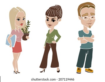 Office cartoon people. Vector characters set