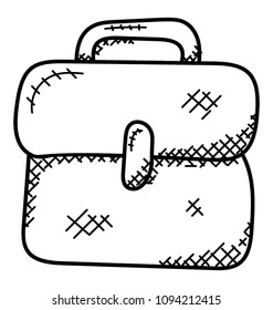 
An office case, portfolio bag doodle hand drawn icon
