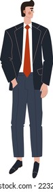 Office casual characters, business young worker, man trouser shirt suit, classic style, design, flat style vector illustration.