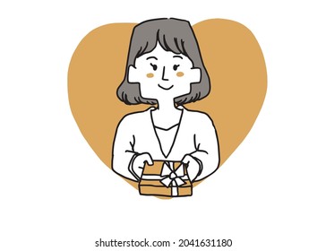 Office casual lady holding valentine chocolate