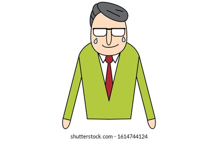 Office casual men's facial expression series - crying -