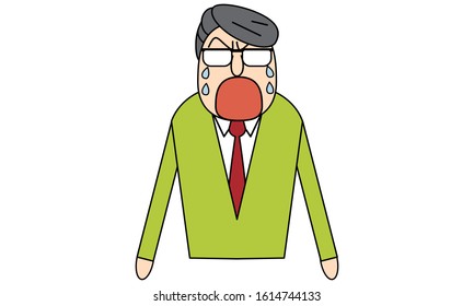 Office casual men's facial expression series - crying -