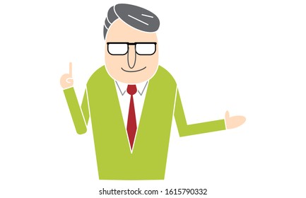 Office casual men's facial expression series -　pointing -
