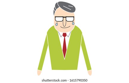Office casual men's facial expression series - crying a little -