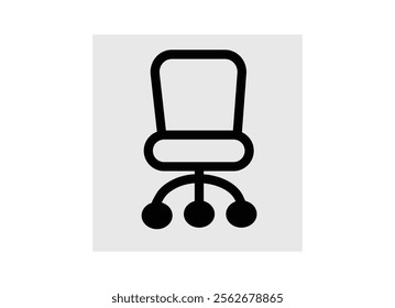 Office chair black and white vector icon pictogram set. Front and side view silhouette.Office chair in various points of view. Furniture for office Interior in flat style. Vector illustration.Business