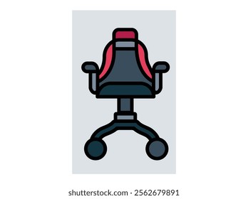 Office chair black and white vector icon pictogram set. Front and side view silhouette Office chair in various points of view. Furniture for office Interior in flat style. Vector illustration Business