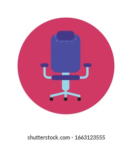 office chair block and flat style icon vector illustration design