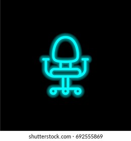 Office chair blue glowing neon ui ux icon. Glowing sign logo vector