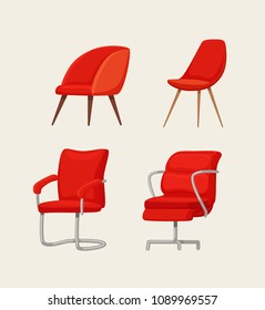 Office chair cartoon vector illustration. Business hiring and recruiting concept. Modern furniture design in flat style. 