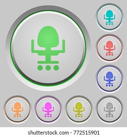 Office chair color icons on sunk push buttons