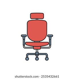 Office chair colored vector icon on white background
