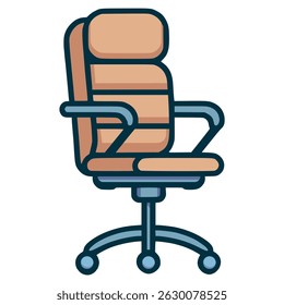 office chair comfortable modern interior flat color vector illustration template design