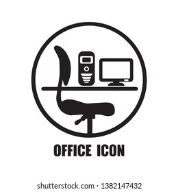 Office chair computer deadline icon