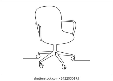 Office chair in continuous line drawing. chair Line art, clip art.Hand-drawn design elements.