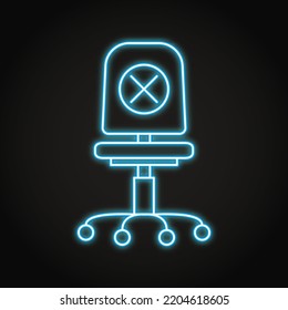 Office Chair With Cross Symbol Neon Icon. Dismissal Or Refusal Concept. Vector Illustration.