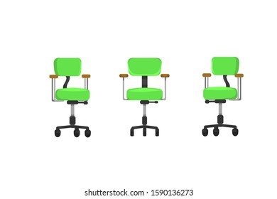 Office chair design with different points  in flat cartoon style.