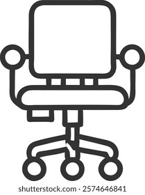 Office Chair Design Icon Representing Comfort and Ergonomics, Isolated for Workplace Concepts