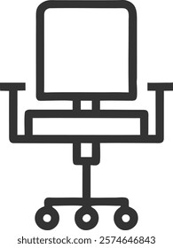 Office Chair Design Icon Representing Comfort and Ergonomics, Isolated for Workplace Concepts