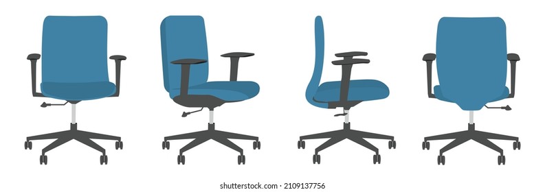Office Chair design vector in multiple angles