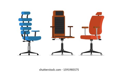 Office chair designs isolated on white background