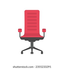 Office chair or desk chair in flat style. Armchair or stool in front view. Corporate furniture icon. 
