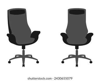 Office chair or desk chair with front view and side view. vector illustration isolated on white background.