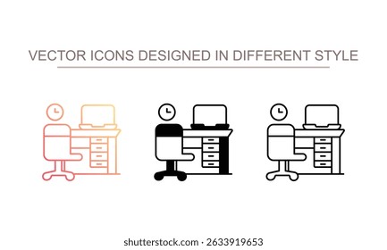 Office Chair and Desk icon design with white background stock illustration