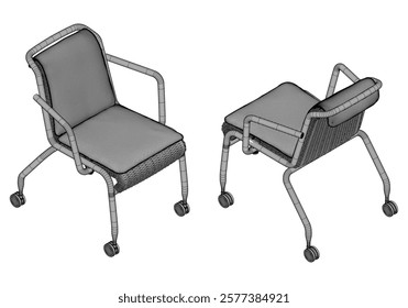 Office Chair doodle icons collection in vector. Hand drawn chair icons set in vector. Doodle Office chair illustrations collection in vector