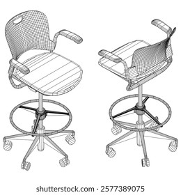 Office Chair doodle icons collection in vector. Hand drawn chair icons set in vector. Doodle Office chair illustrations collection in vector