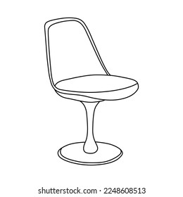 Ilustración vectorial editable de la silla de Office sobre fondo blanco. silla Linea, clip art. silla giratoria, elementos de diseño dibujados a mano.
