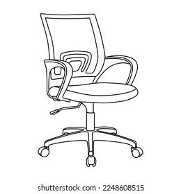 Office chair editable vector illustration on white background. chair Line art, clip art. swivel chair, Hand-drawn design elements.