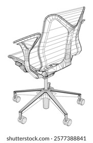 Office chair editable vector illustration on white background. Chair Line art, clip art. Hand-drawn design elements. Vector Illustration 
