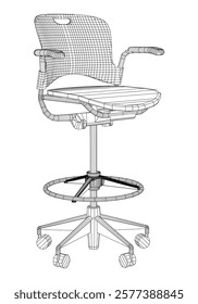Office chair editable vector illustration on white background. Chair Line art, clip art. Hand-drawn design elements. Vector Illustration 